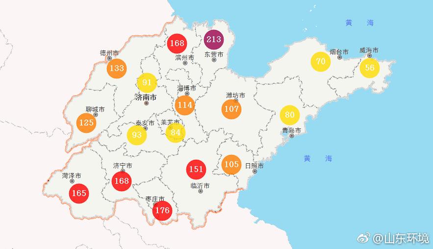 山東省十七市環(huán)境空氣AQI指數(shù)